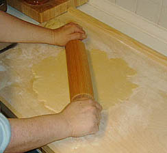 Rolling out the pie crust dough